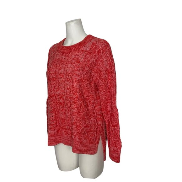 Anthropologie Pilcro Jasmine Cable Knit Tunic Sweater XS Raspberry Marled NWT - Picture 3 of 12